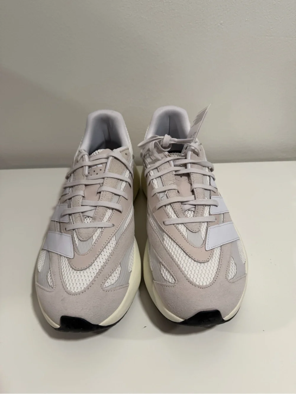 adidas Neutral Beige and White Lightblaze Trainers size 12.5